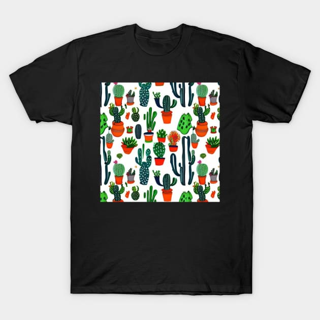Cacti on White T-Shirt by TrapperWeasel
